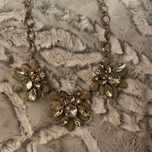 Gold necklace with gold/silver with gems 18”